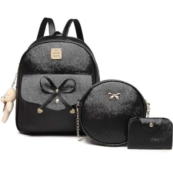 Bags | Cute Pu Leather 3pcs Set Backpack Mini Purse Shoulder  display picture 1